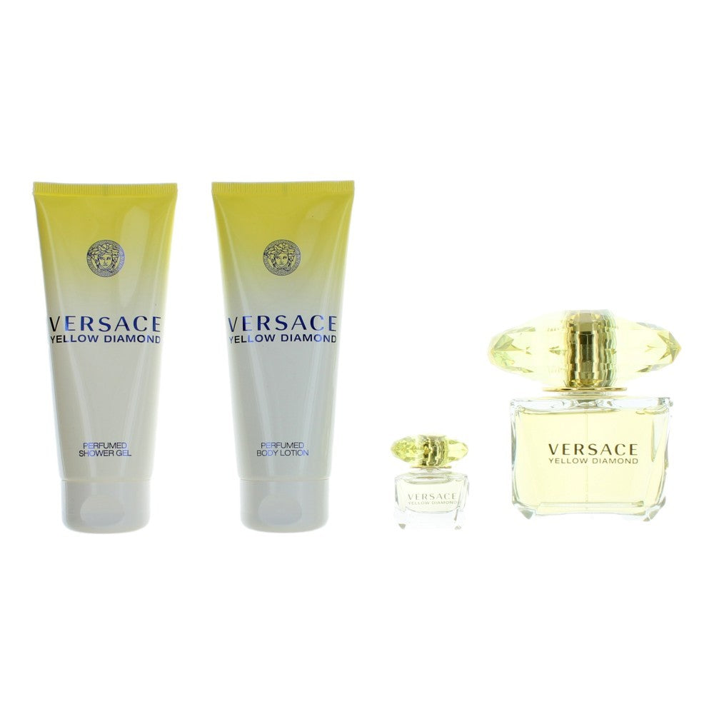 Bottle of Versace Yellow Diamond by Versace, 4 Piece Gift Set for Women